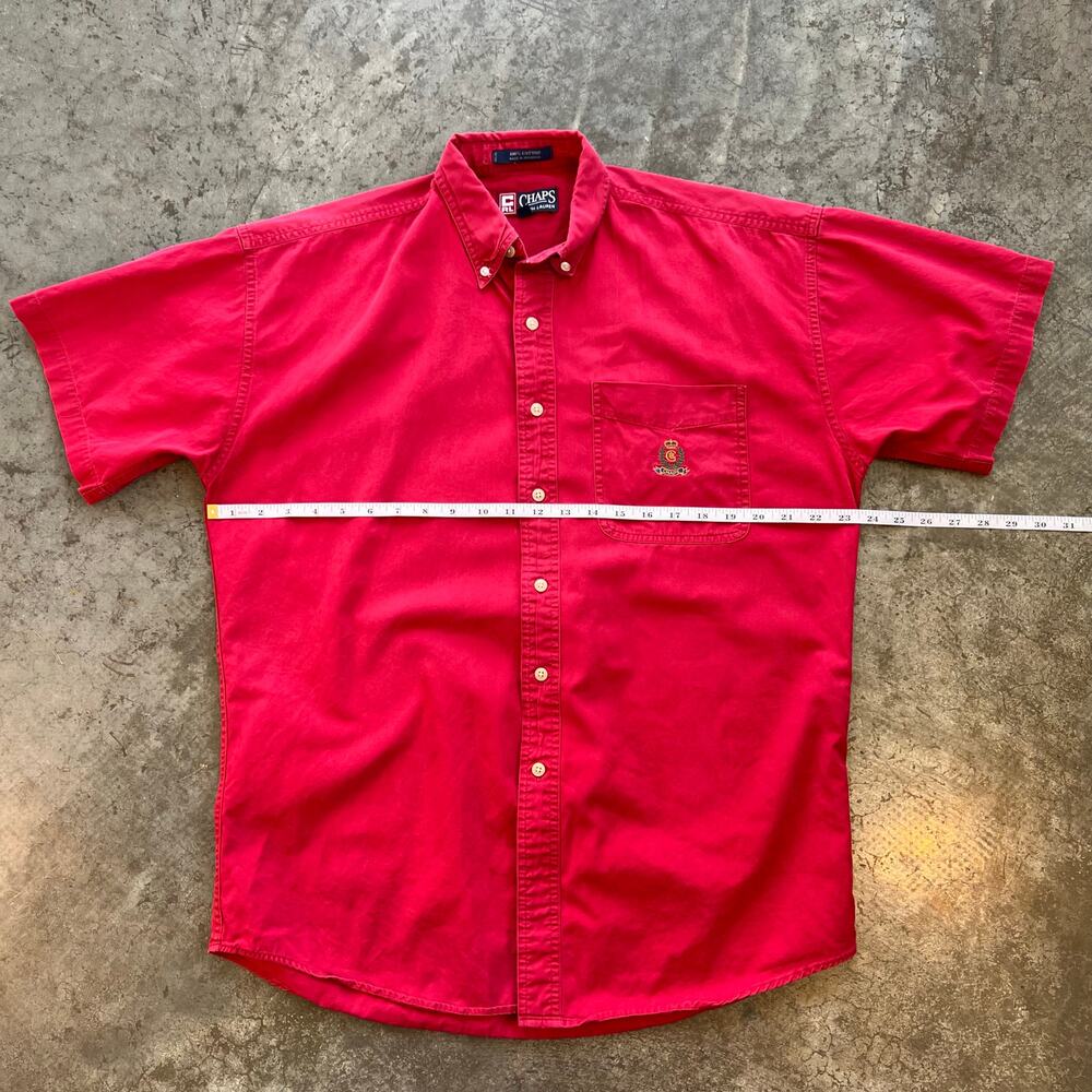 90s Vintage Chaps Ralph Lauren Crest Shirt Red M fits L 9.5/10 Collector Fade - Picture 6 of 7